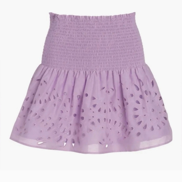 New Thakoon Eyelet Smocked Waist Miniskirt In Lilac - Picture 1 of 6